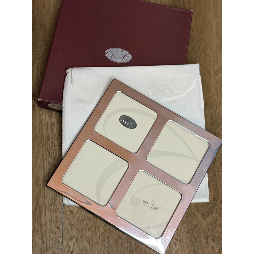 Paterna & Livi Italian 925 Sterling Silver 4-Window Collage Photo Frame Firenze